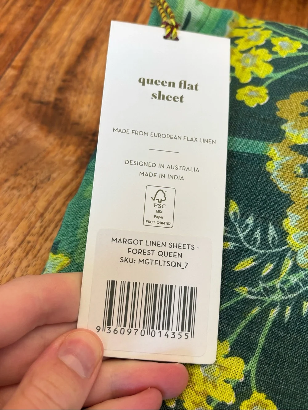 Sage & Clare NWT Margot 100% Linen Flat Sheet - Forest Colorway - Queen
